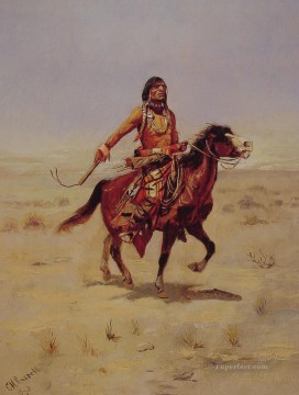 チャールズ・マリオン・ラッセル Painting - インディアン・ライダー インディアン西部アメリカ人 チャールズ・マリオン・ラッセル
